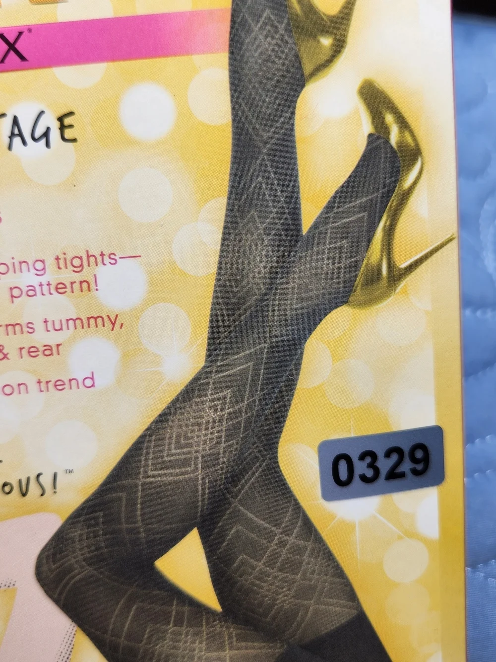 SPANX Star Power Diamond Daze Patterned Shaping Tights Size B Black